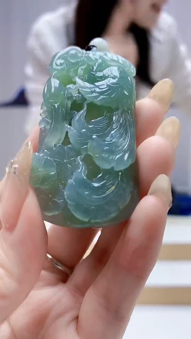 未镶嵌定制翡翠3099DD-毛货挂件95