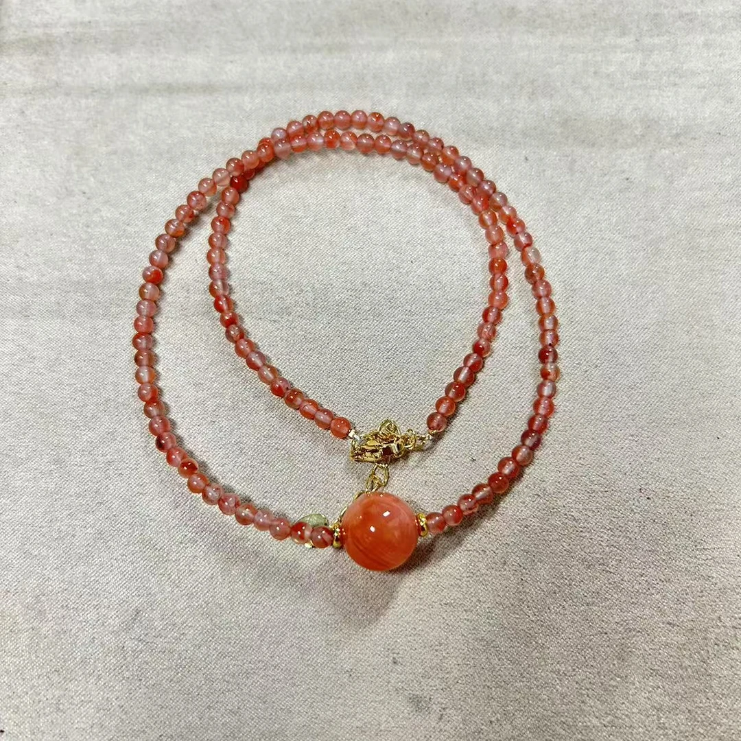 冰飘红南红链子一条