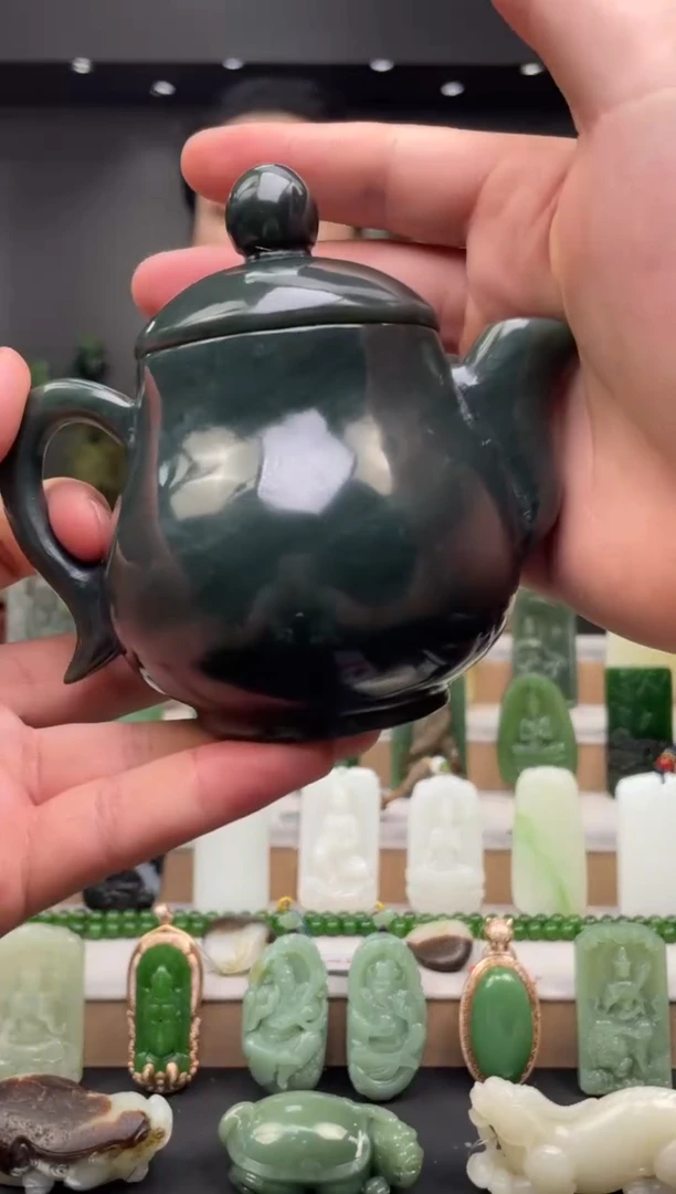 和田玉未镶嵌摆件茶壶2