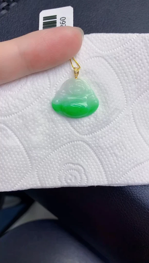 颈饰18K金镶嵌翡翠天然翡翠缅甸A货
