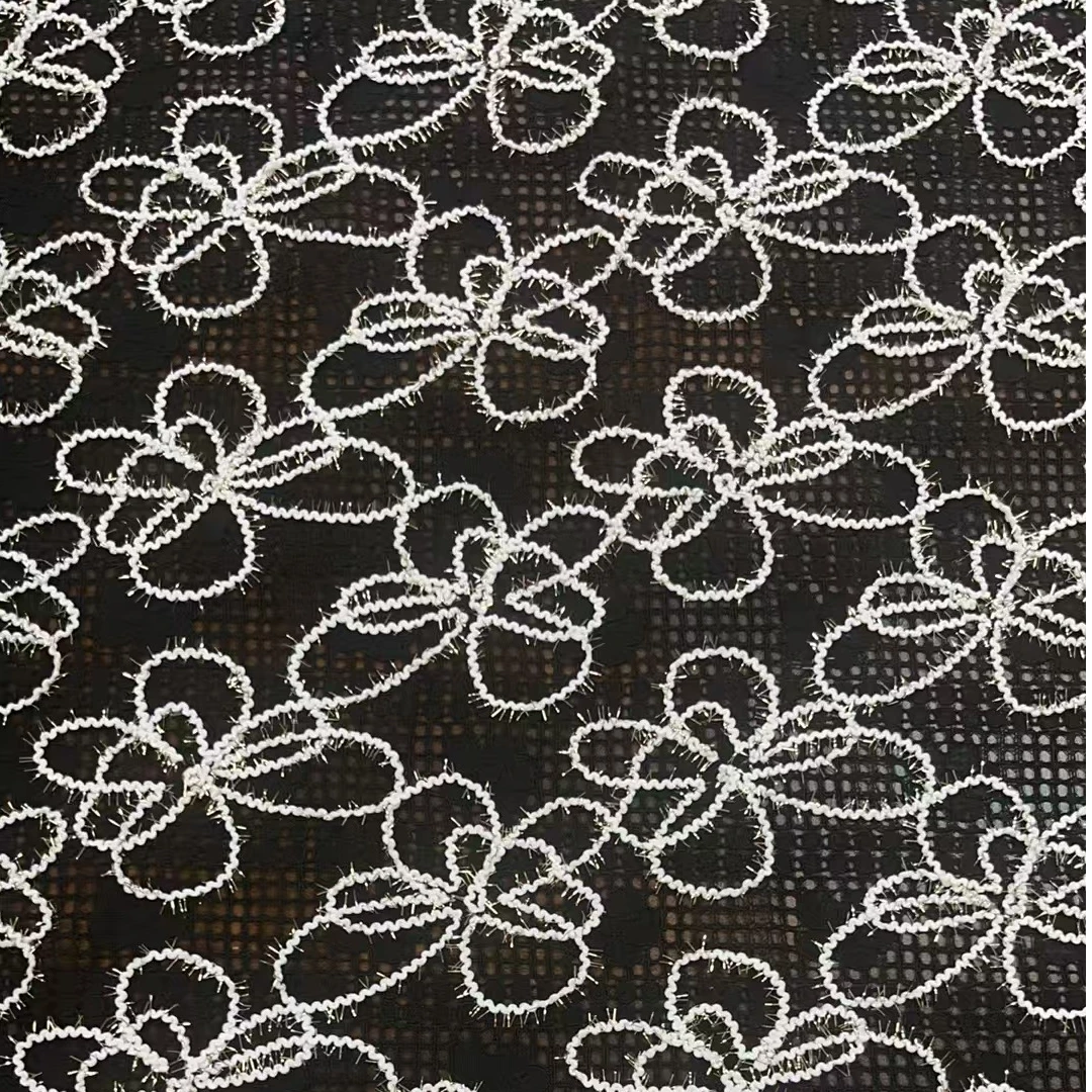 春季新款黑色绣花面料窗帘材料面料精选优质面料柔软新中式布料