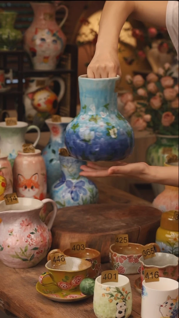 陶瓷景德镇设计师手作花器摆件侘寂风481