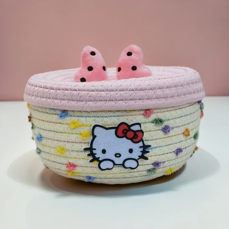 【限量抢购】kitty猫棉绳编织收纳筐多功能实用茶几电视柜