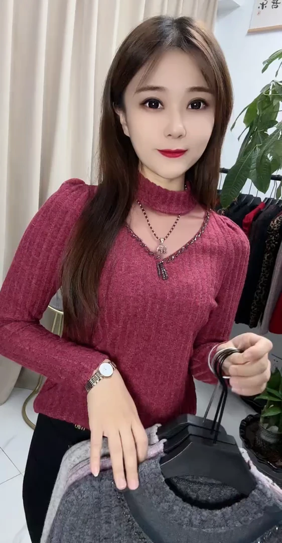 欧货2025秋冬新款气质女人味高级感拼接网纱圆领长袖针织上衣女