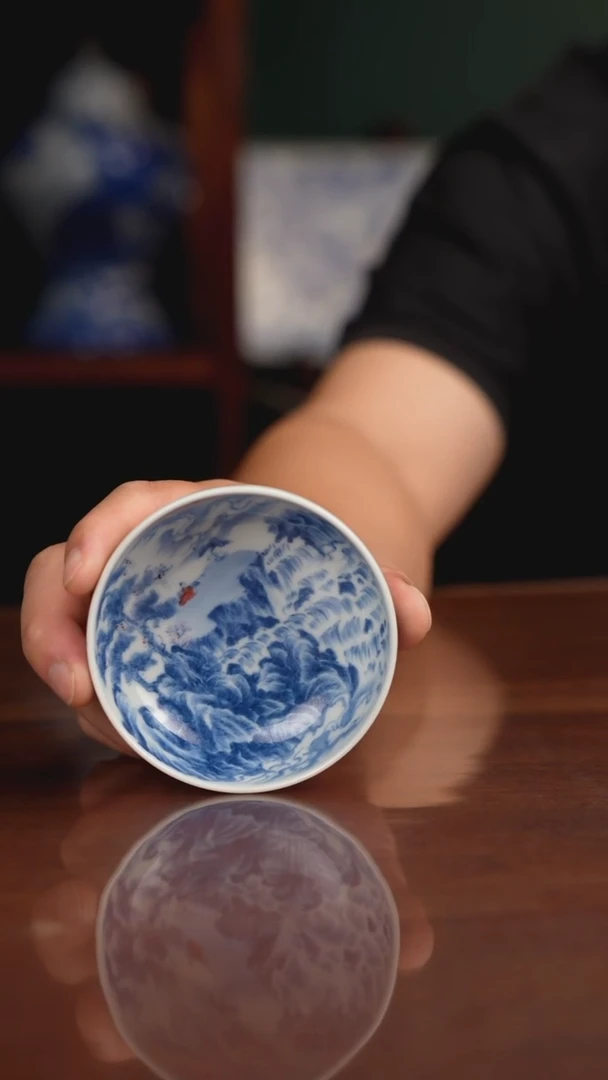 景琳藏青花山水主人杯