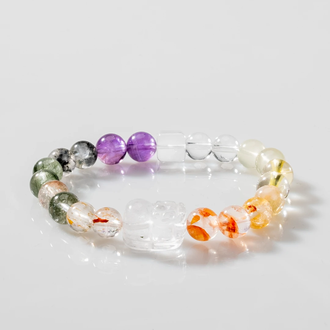 【普陀山国营官方】十全十美 白水晶×黄水晶×黑金超手串013