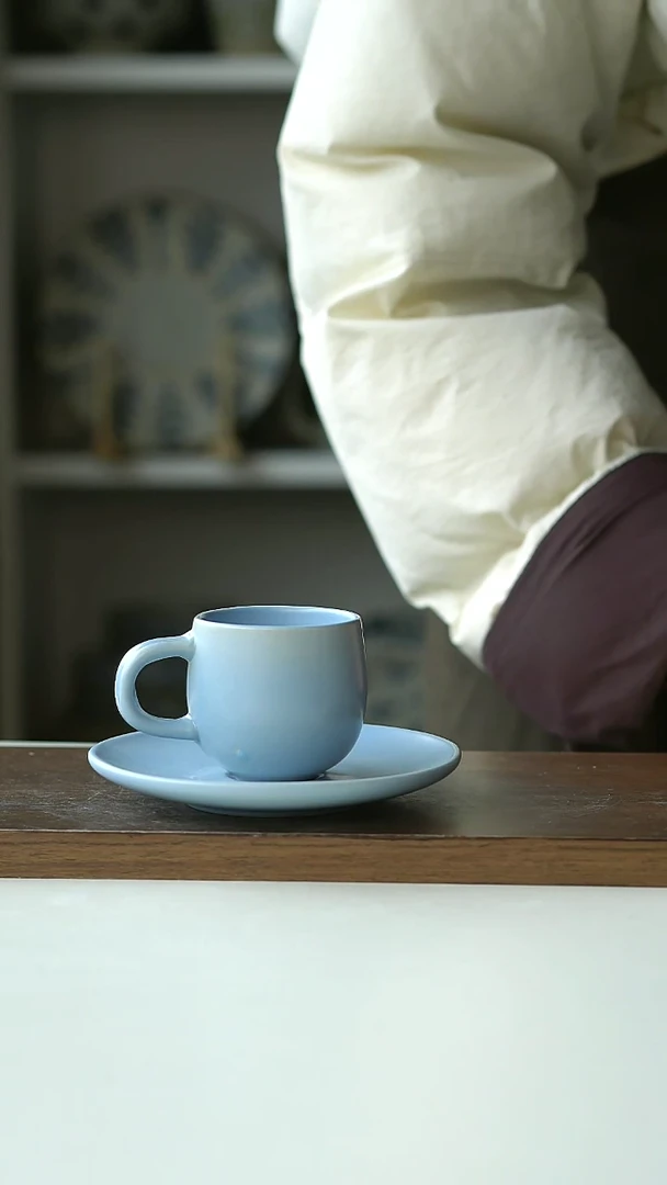 【闪购商品】陶瓷蓝色浓缩杯80m@4-2@