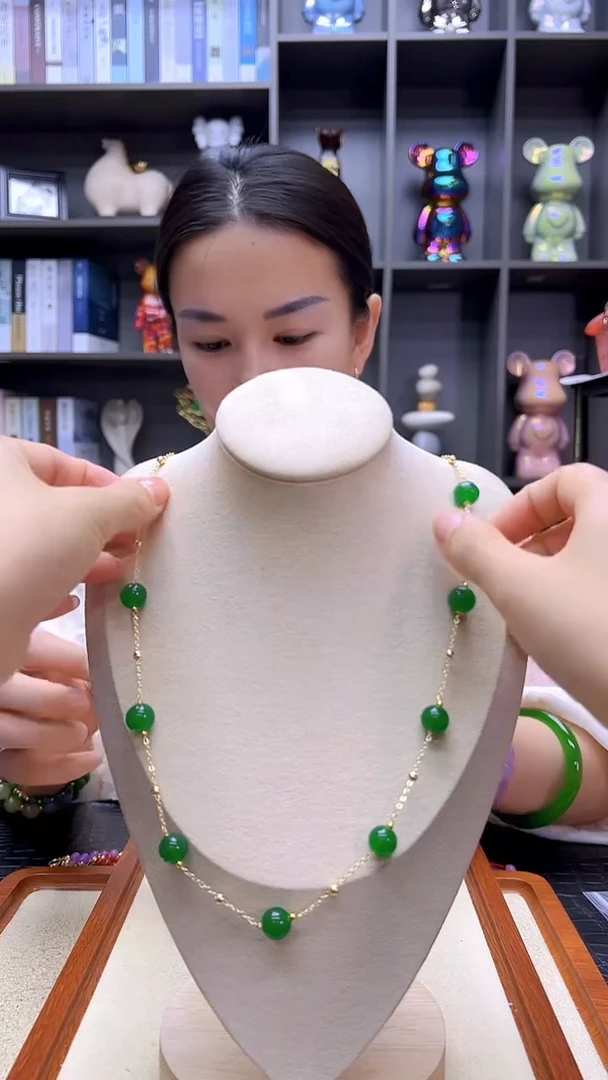 翡翠14K金镶嵌颈饰丹丹diy劲饰