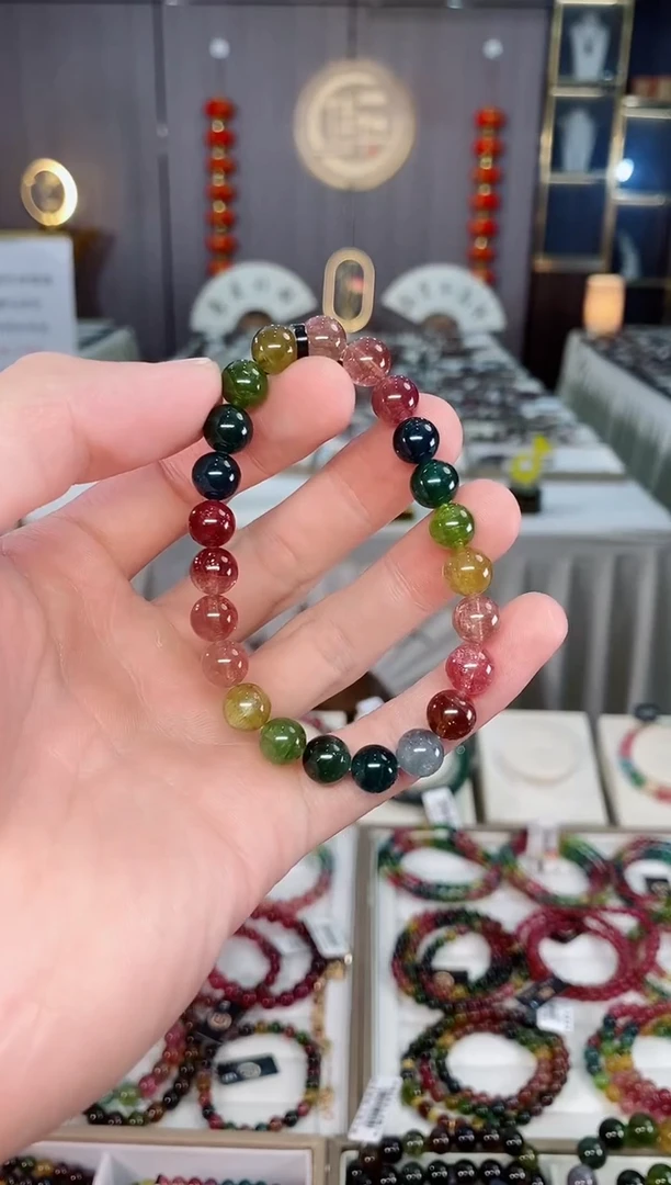 未镶嵌收藏级老矿色标碧玺单圈手串8mm+碧玺xion多样性发一条