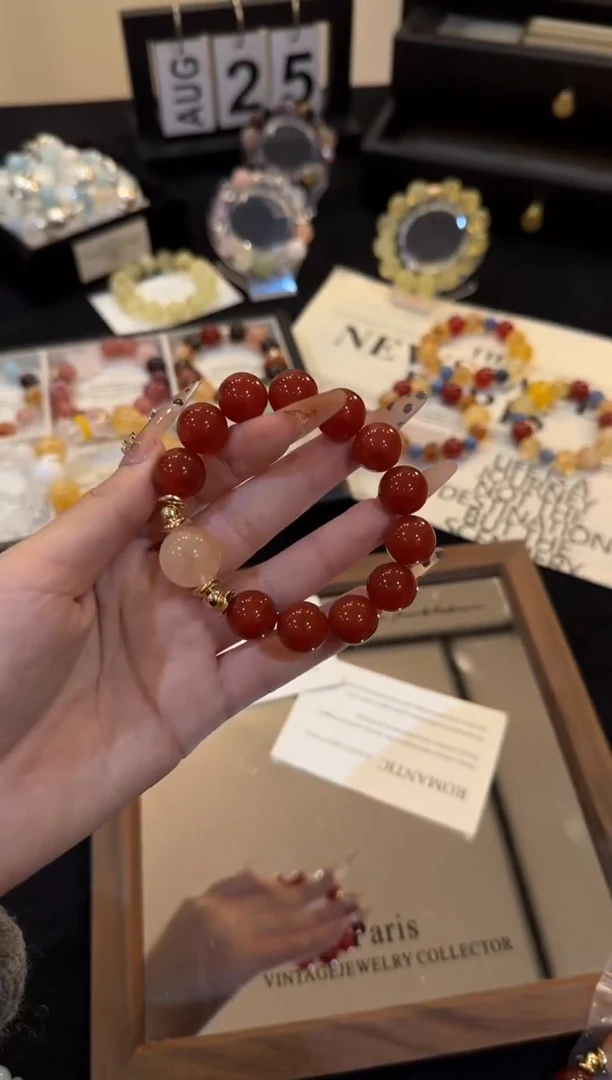 合金手链水晶红玛瑙x3162