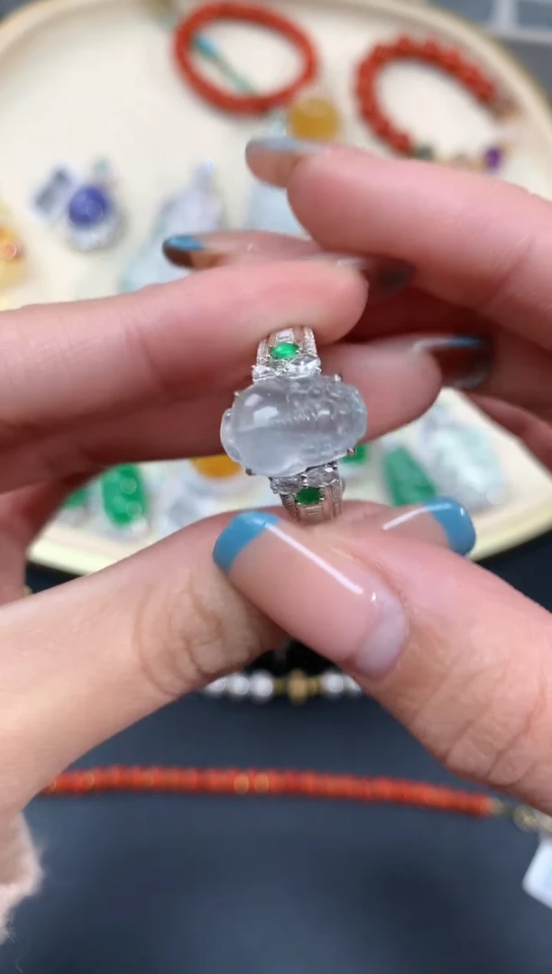 【闪购商品】翡翠戒指18K金镶嵌戒指A174|16800