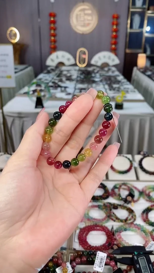 未镶嵌收藏级老矿碧玺单圈手串7mm+碧玺hon多样性发货一条