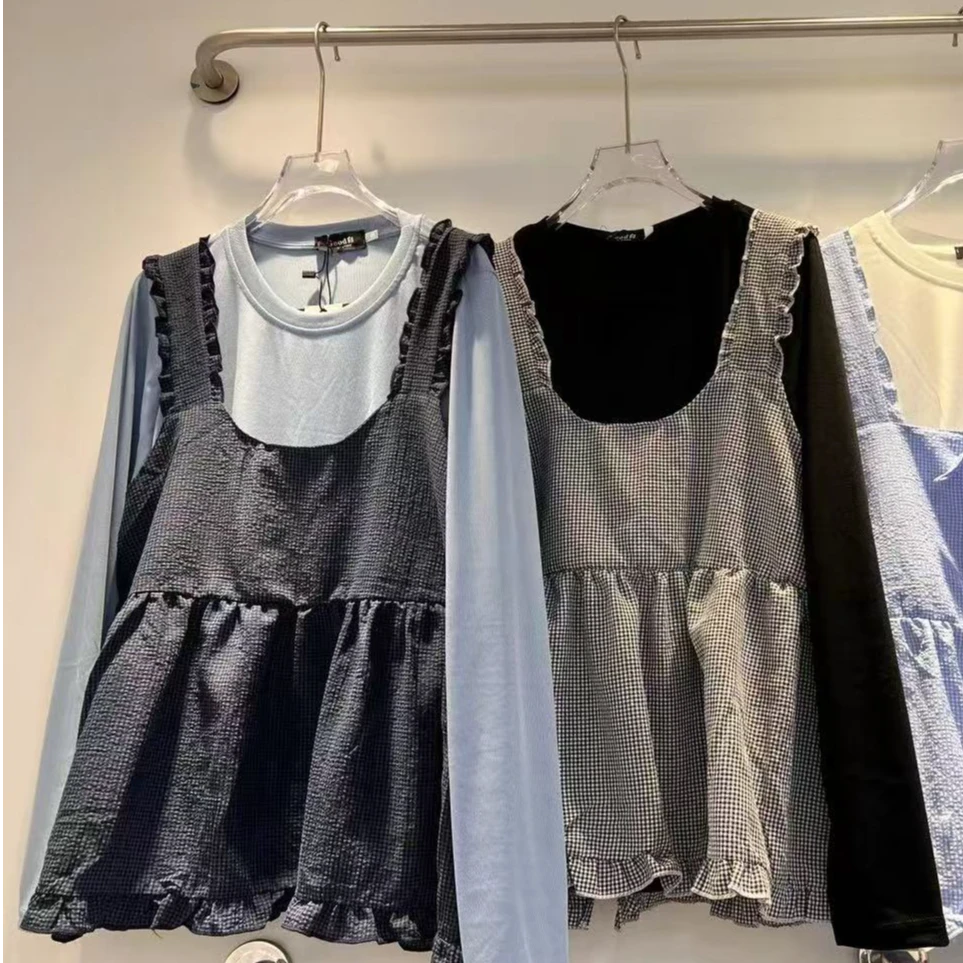 25春夏格子背心真两件套时尚百搭显瘦高级气质