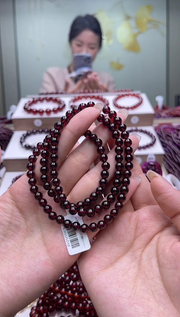 未镶嵌手链石榴石9A酒红色石榴石6mm+多圈，多样式发一
