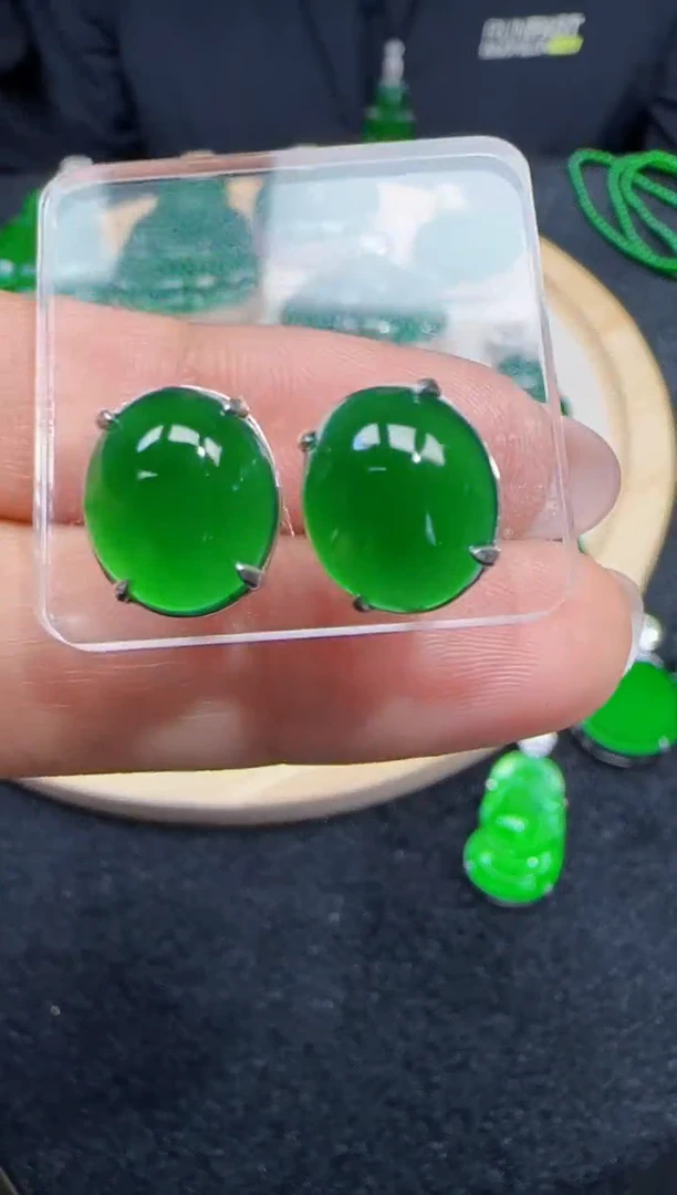 未镶嵌定制翡翠翡翠耳环77