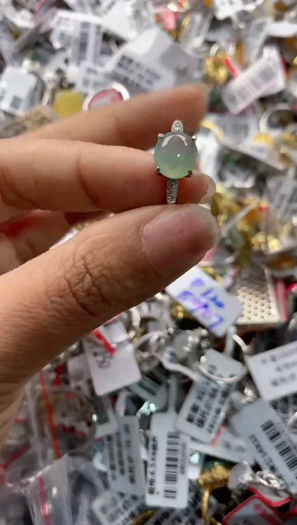 银S925镶嵌戒指翡翠10     8