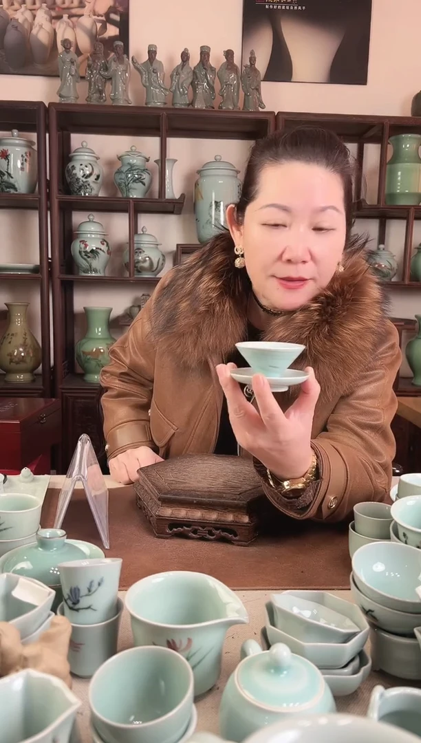 纯手工 斗笠杯+茶托