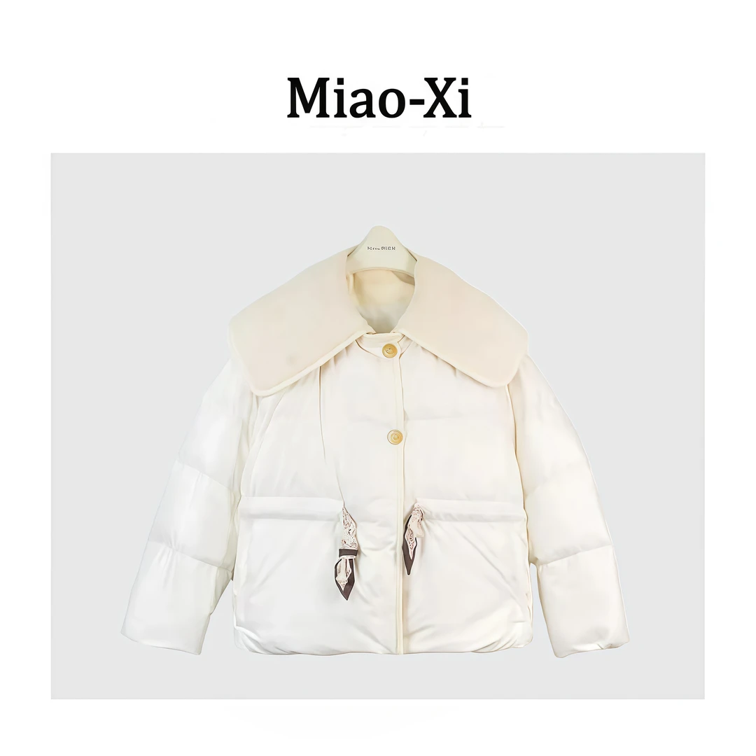 妙兮·LL冬季新款时尚百搭宽松设计款拼接毛毛领羽绒服*20253091