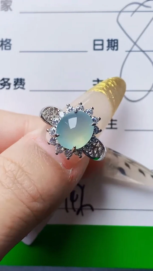 银S925镶嵌戒指翡翠6942