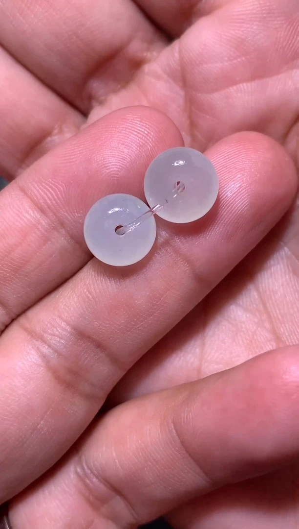 定制翡翠未镶嵌鼓珠*一对350+35