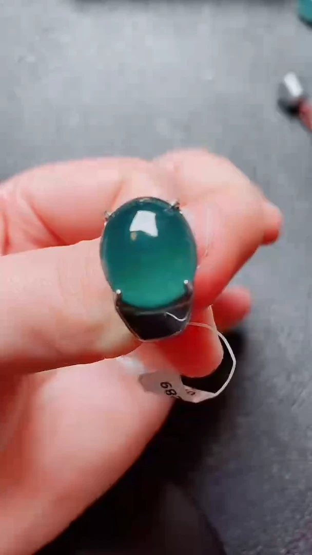 银S925镶嵌戒指翡翠翡翠