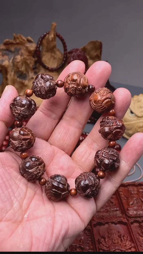 降香黄檀海南黄花梨华艺貔貅手串