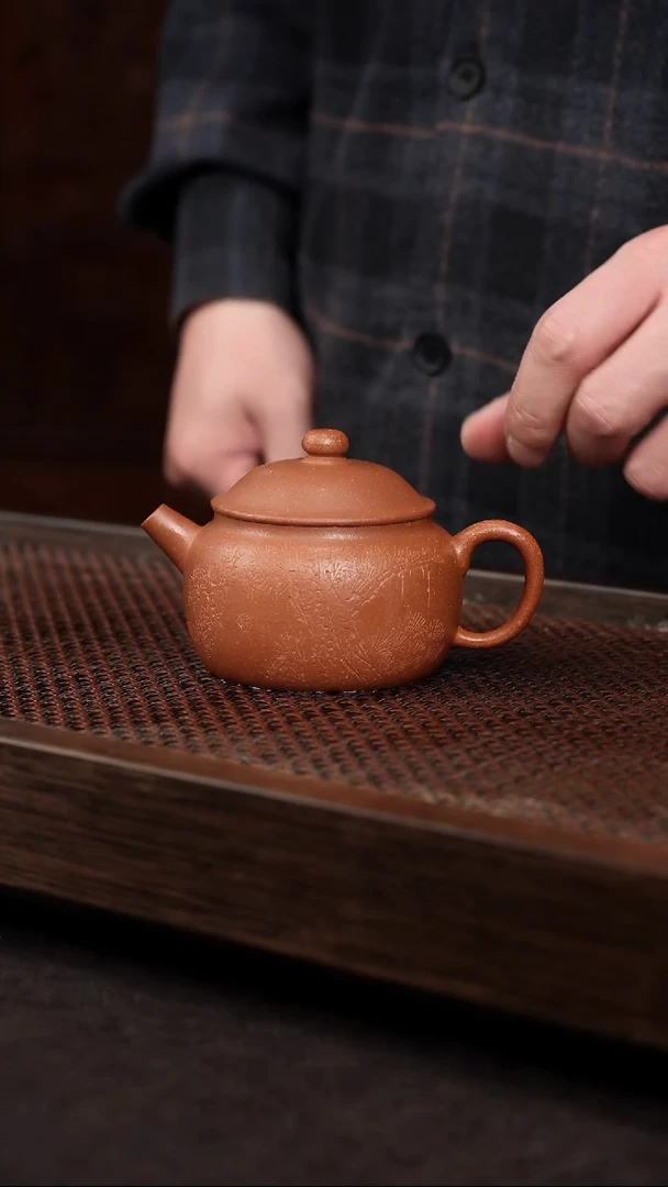 【闪购商品】紫砂茶壶五彩泥刻绘圆墩