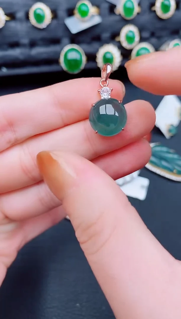 【闪购商品】翡翠颈饰银S925镶嵌天然a货翡翠540