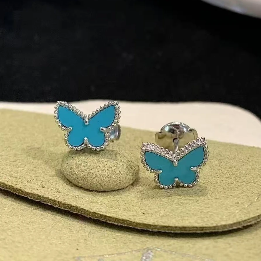 【直播间专属福利】18K金 绿松石蝴蝶耳钉 CZ