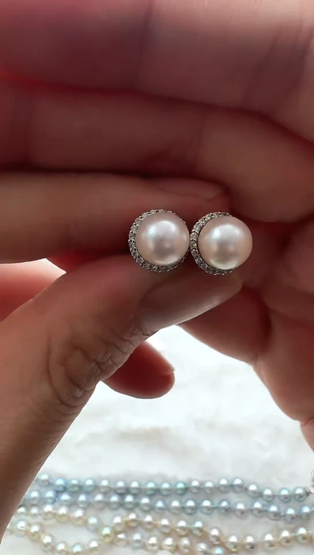 【闪购商品】海水珍珠AQ银S925镶嵌海水珍珠耳钉@@FZ64