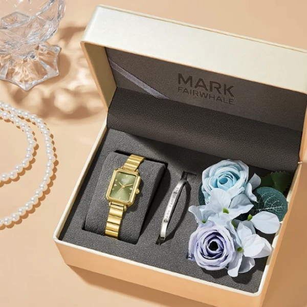 马克华菲女士手表2025新款方糖小绿表绿色手表高颜值手表女款3070