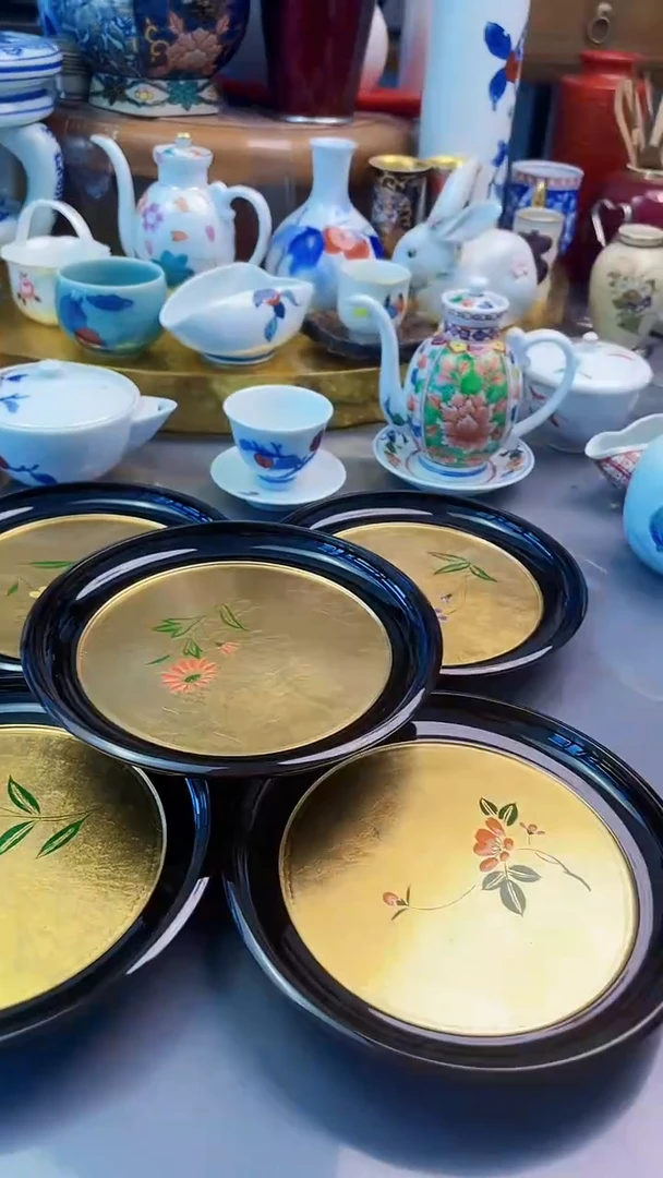 瓷片日产金箔壶承五件套