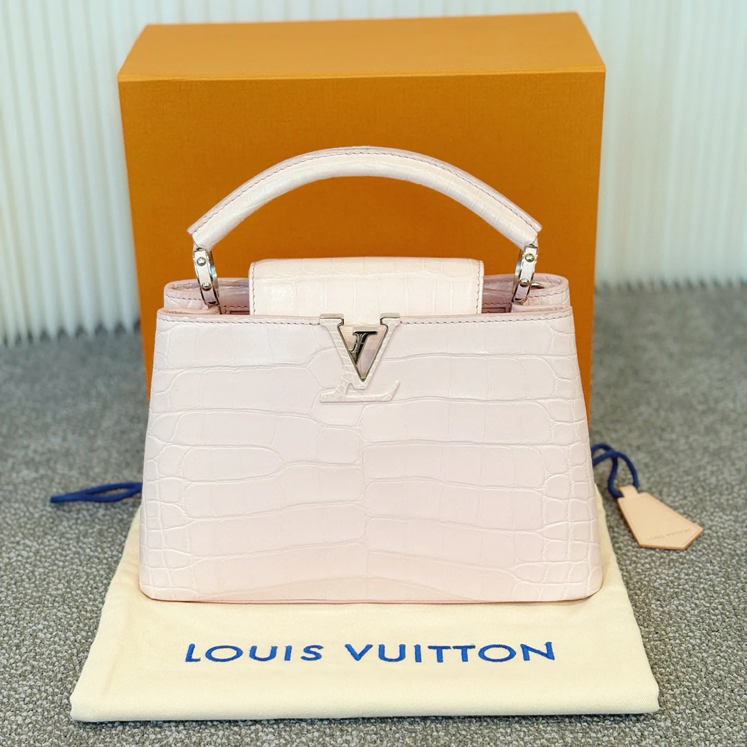 95新 LouisVuitton/路易威登 老佛爷capucines卡普辛稀有皮手提包