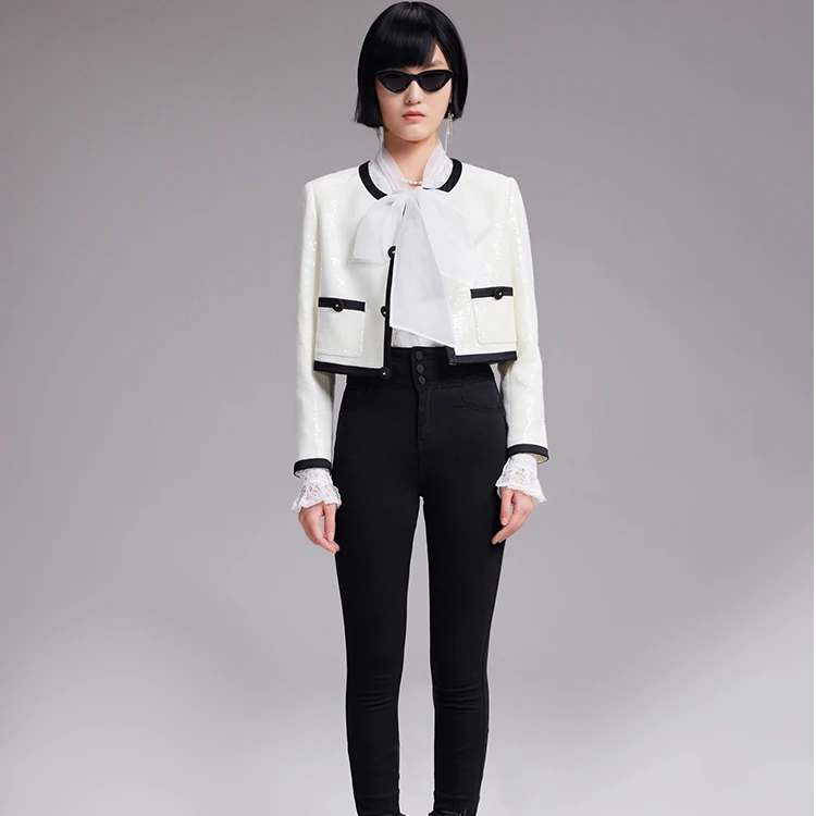 COCOON/可可尼黑色经典高腰铅笔裤22308AC173335020