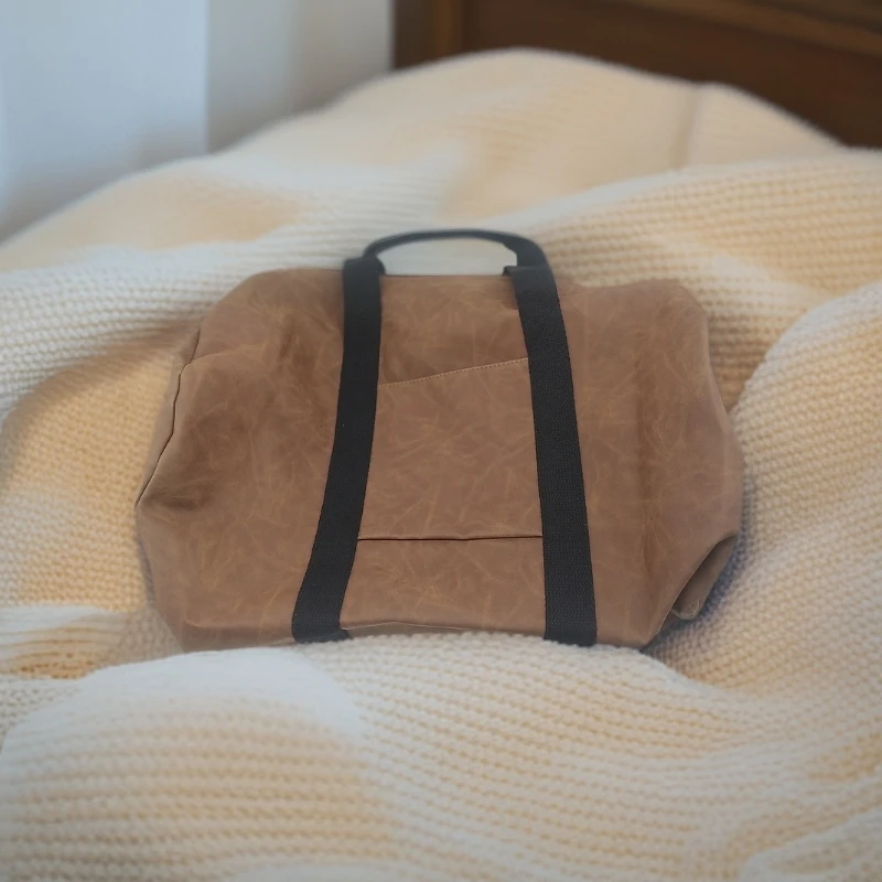 外贸品质 大容量 驼色手提包