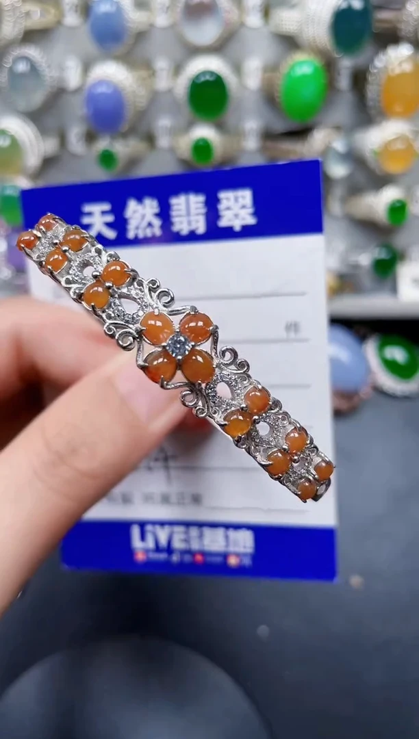 银S925镶嵌手镯翡翠374