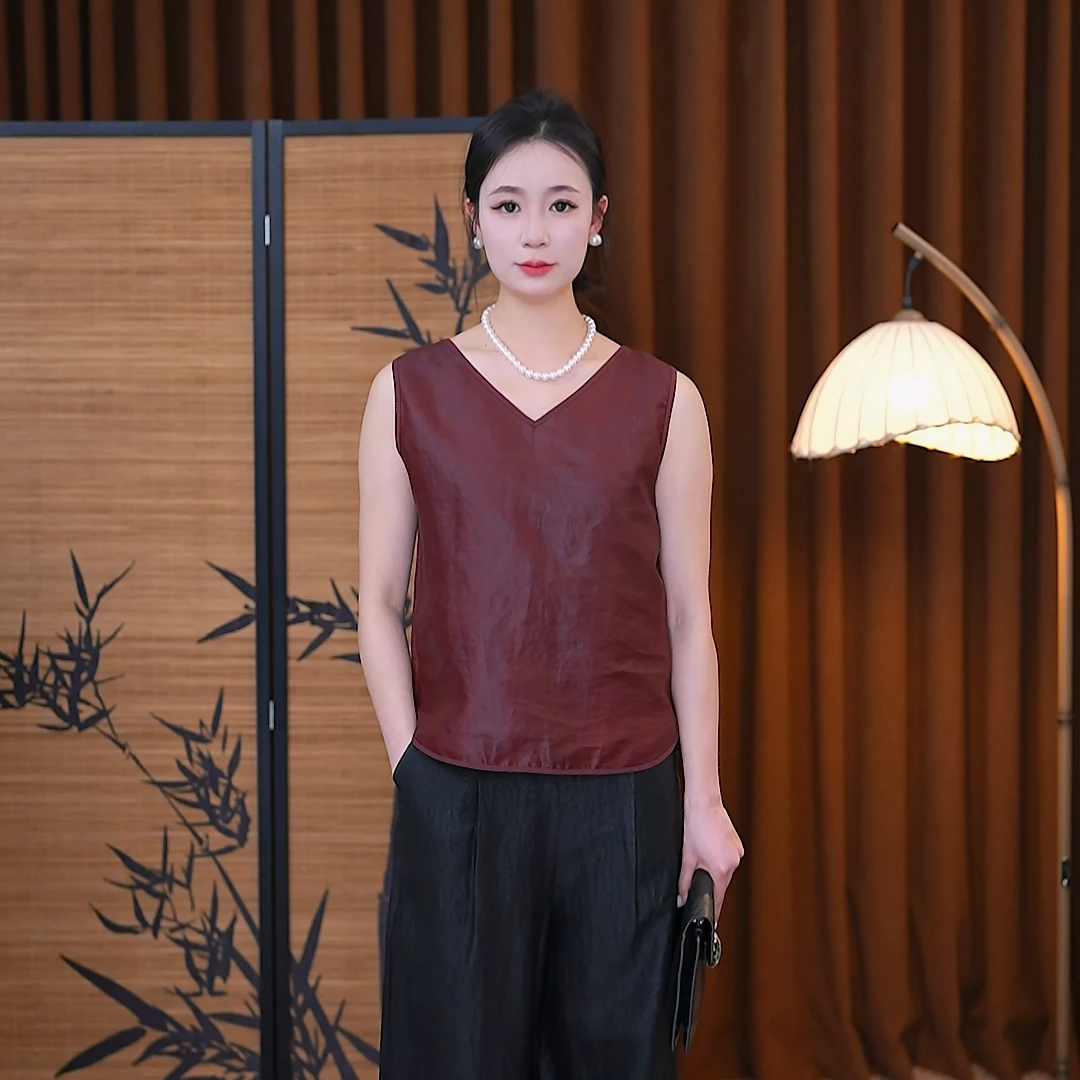 【寻一】 香云纱桑蚕丝时尚背心宽松国风文艺复古百搭显瘦