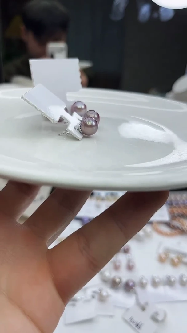 未镶嵌耳饰淡水珍珠紫色系素钉