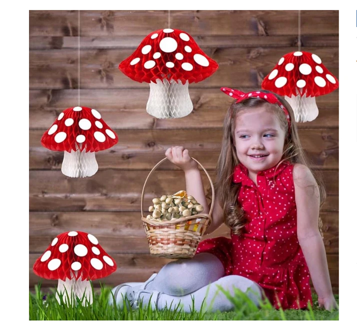 蘑菇异形蜂窝球摆件派对婚礼派对场景布置挂饰生日派对主题布置