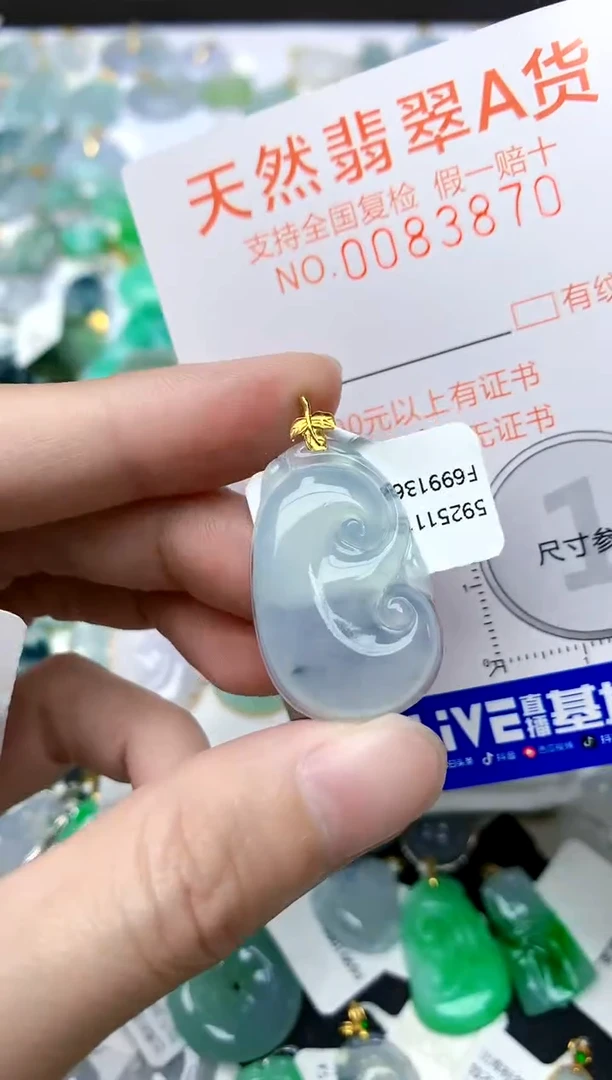 颈饰18K金镶嵌翡翠天然A货翡翠