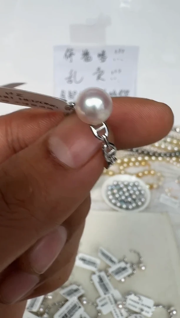 银S925镶嵌戒指海水珍珠戒指