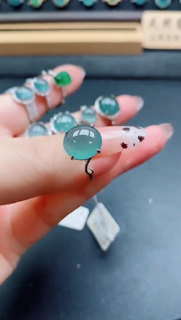 银S925镶嵌戒指翡翠1