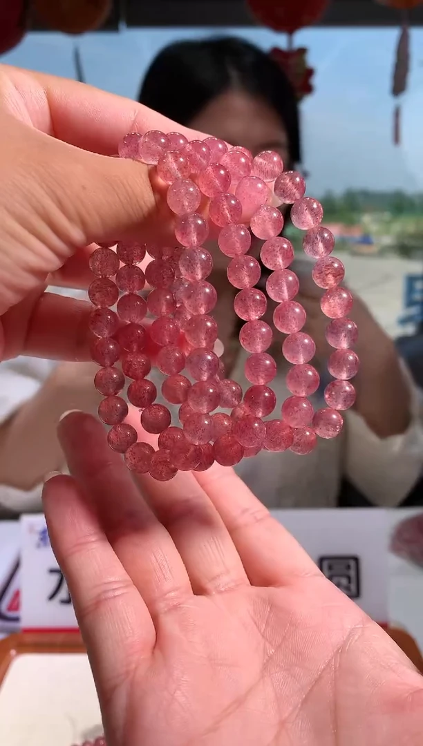 石英质玉手链未镶嵌8mm草莓晶手链多样性发一