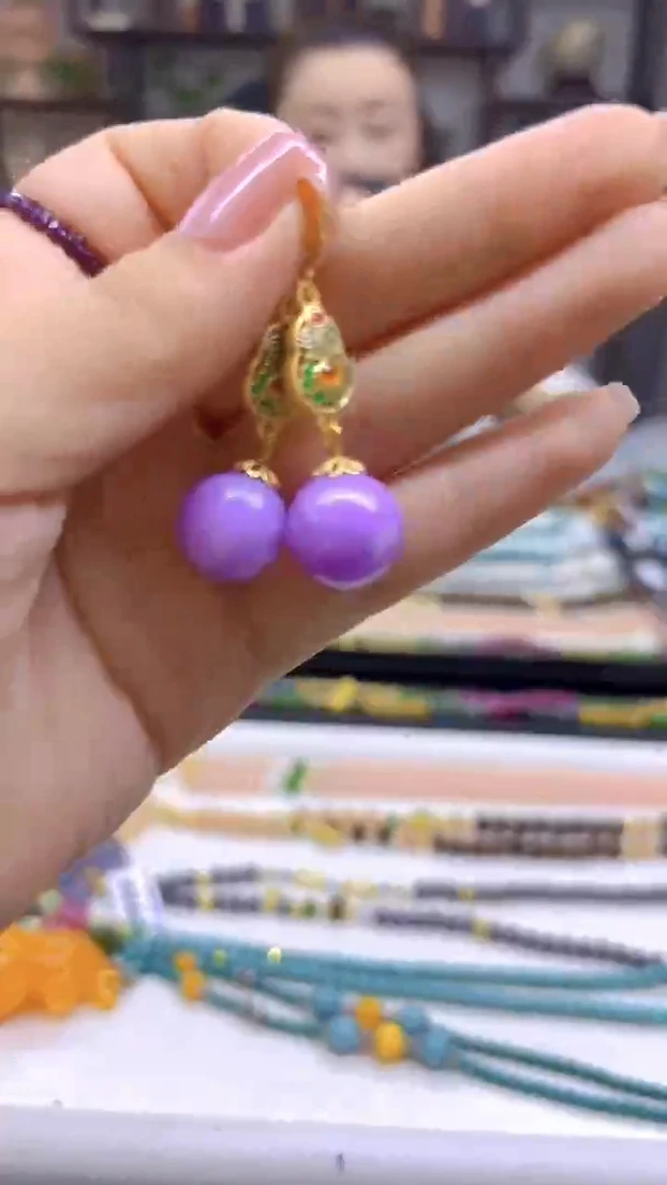 翡翠14K金镶嵌耳饰DIY款E583