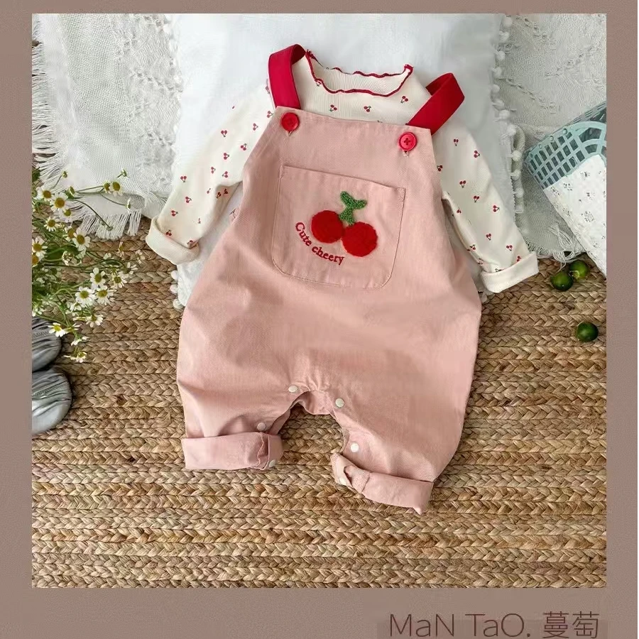 蔓葡-2519027-樱桃背带裤套装