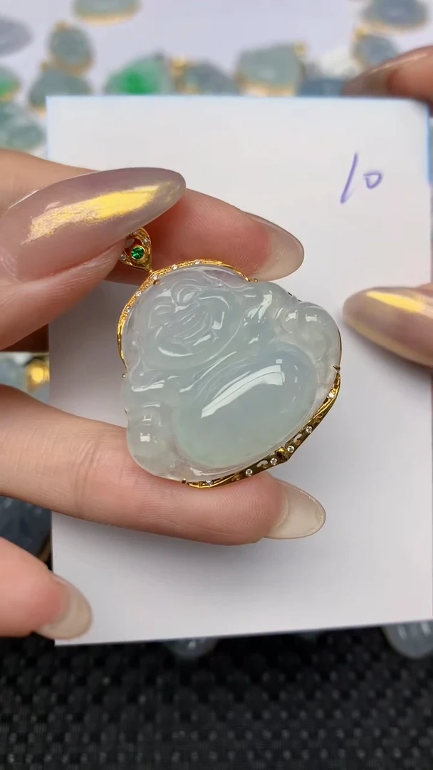 【闪购商品】翡翠颈饰18K金镶嵌 天然翡翠A货