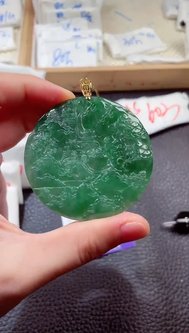 翡翠18K金镶嵌颈饰000002371