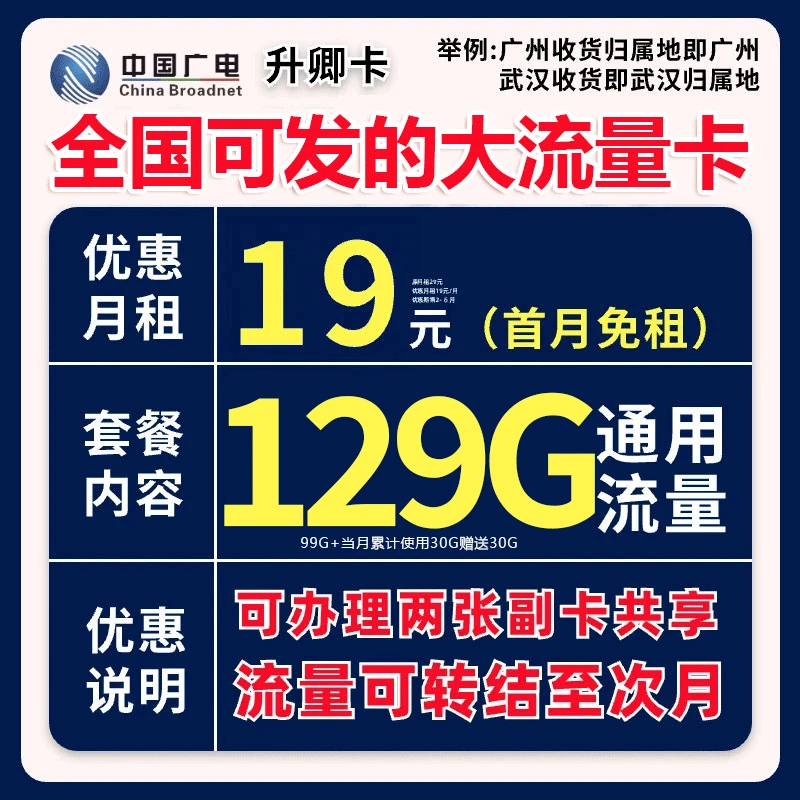全国大流量卡手机卡电19元广电正龙卡5G通用学生卡正品推荐200G