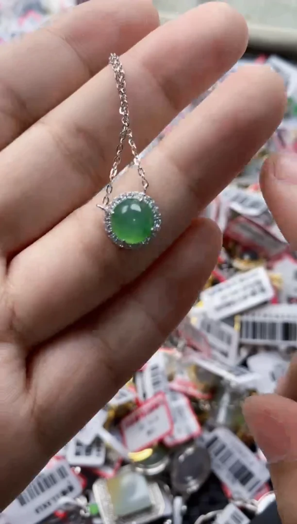 翡翠戒指银S925镶嵌4444---9