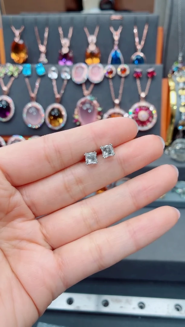 银S925镶嵌耳饰水晶水晶耳饰